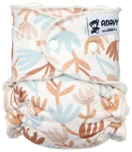 Bloemknoppen One Size bamboeluier Anavy met drukknoopjes