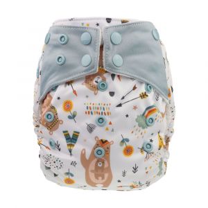 Mama Bear All in One luier Blümchen Drukknoopjes