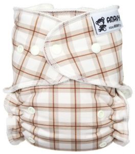 Geruit One Size bamboeluier Anavy met drukknoopjes