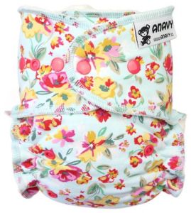 Bloemen Lichtblauw One Size bamboeluier Anavy met drukknoopjes
